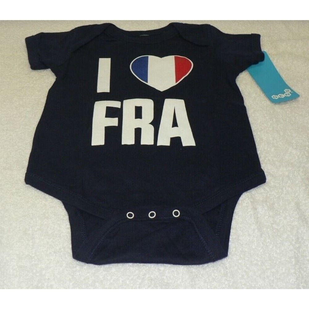 Gen 2 Toddler One Piece Short Sleeve I Love France‎ Blue 24 Months